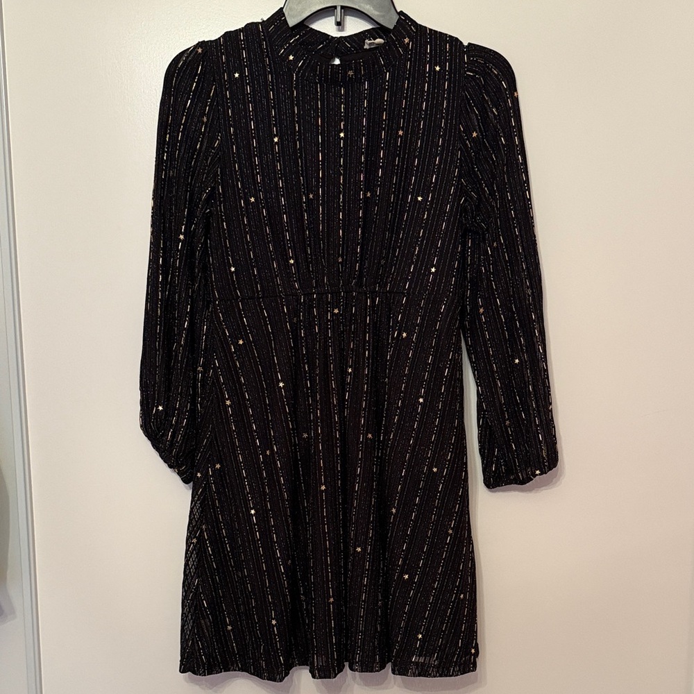 Hayden Girls Formal Black Dress with Gold Accents